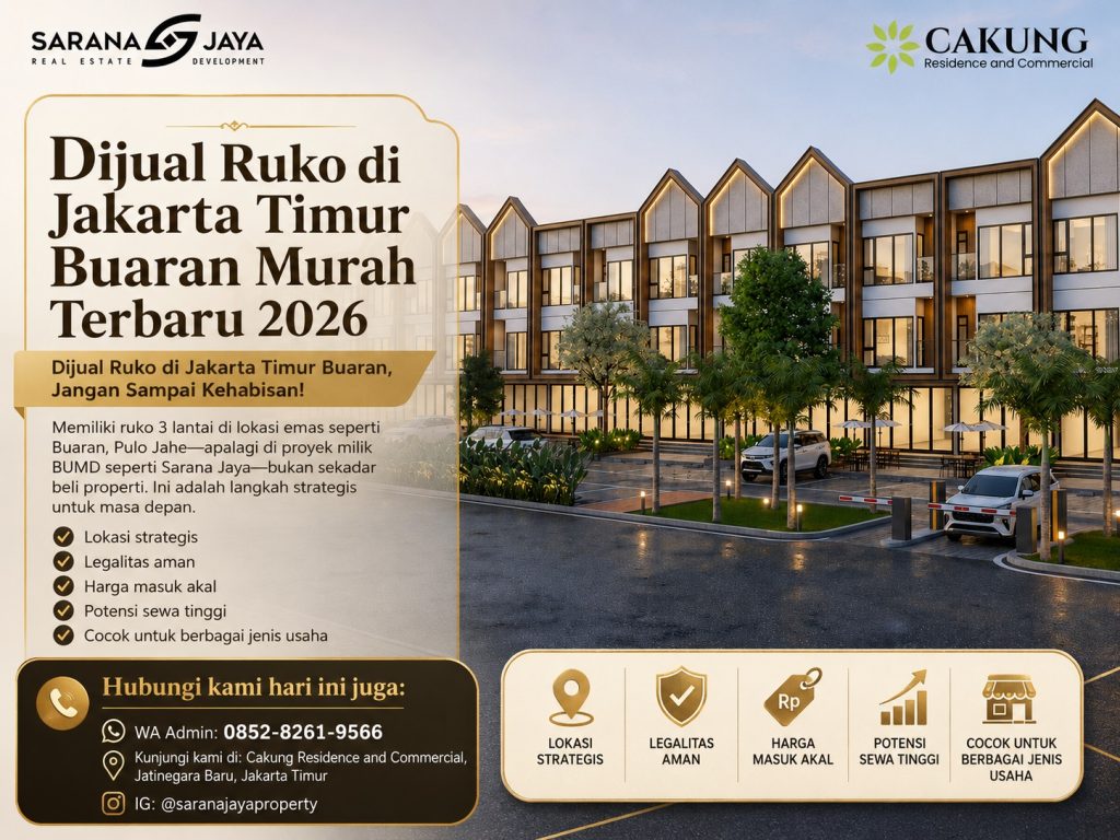 diJual Ruko di Jakarta Timur Buaran Murah Terbaru 2026 1