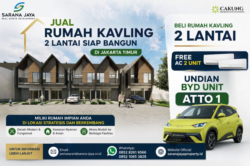 Jual Rumah Kavling 2 Lantai Siap Bangun di Jakarta Timur