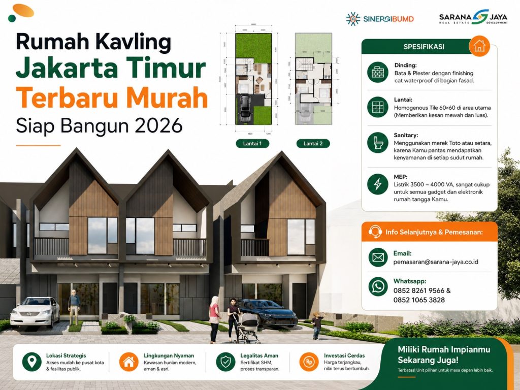 Rumah Kavling Jakarta Timur Terbaru Murah Siap Bangun 2026 Cakung Residence and Commercial