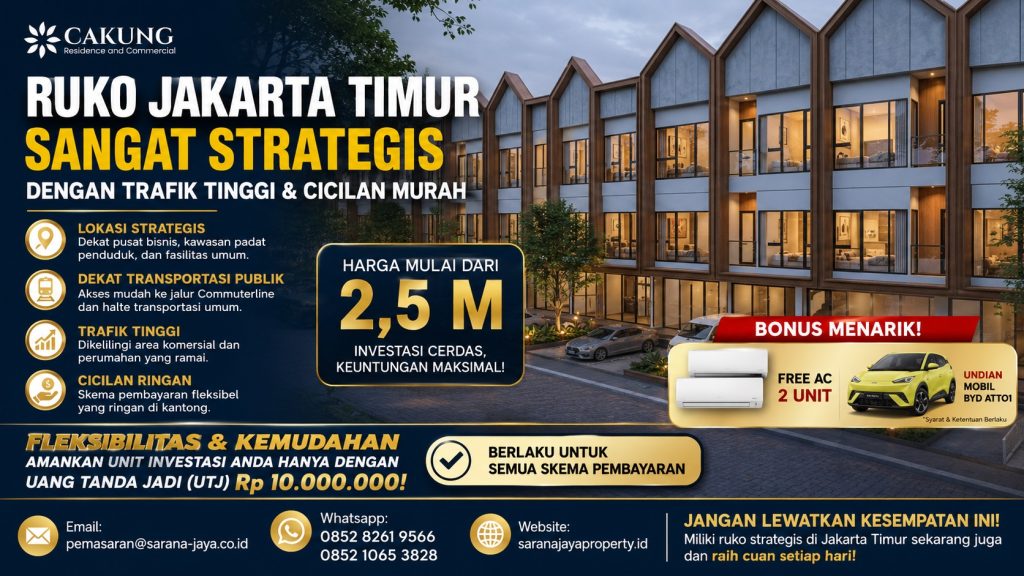Ruko Jakarta Timur Sangat Strategis Cakung Residence and Commercial